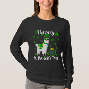 Cute Llama  Happy St Patrick s Day Shamrock Irish T-Shirt