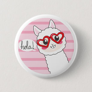 Cute Llama Hola 6 Cm Round Badge