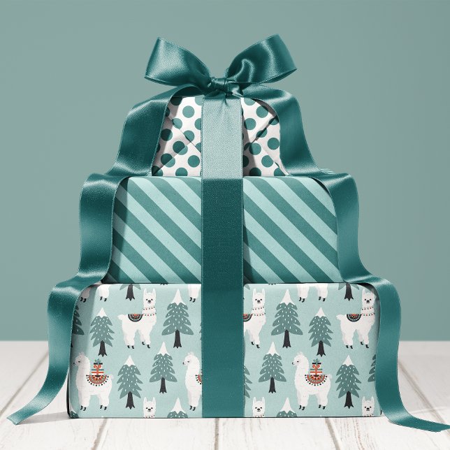 Cute Llama Holiday Christmas Wrapping Paper Sheet (Creator Uploaded)