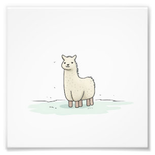 Cute Llama Illustration - Adorable and Calm Llama Photo Print