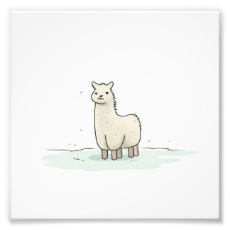 Cute Llama Illustration - Adorable and Calm Llama Photo Print