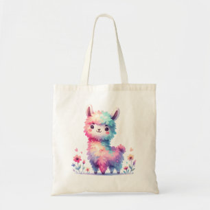 Cute Llama Illustration Adorable Pastel Animal Art Tote Bag