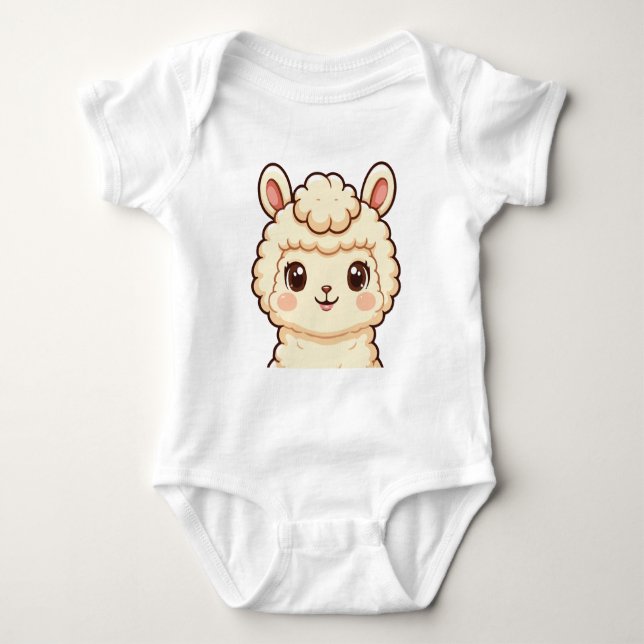 Cute llama illustration Baby Bodysuit design (Front)