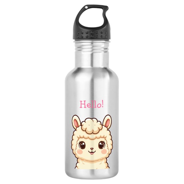 Cute llama illustration design 532 ml water bottle (Front)