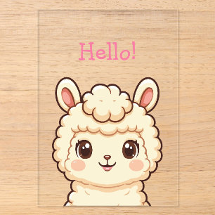 Cute llama illustration design acrylic invitations