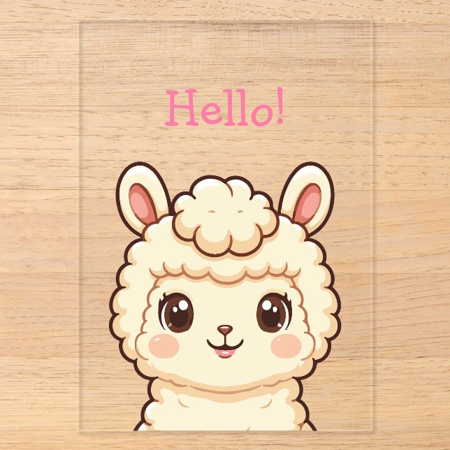 Cute llama illustration design acrylic invitations (Front)