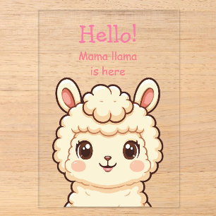 Cute llama illustration design acrylic invitations