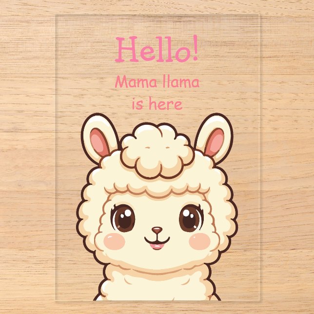 Cute llama illustration design acrylic invitations (Front)