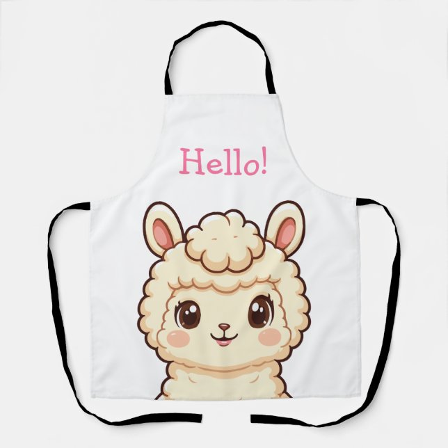 Cute llama illustration design apron (Front)