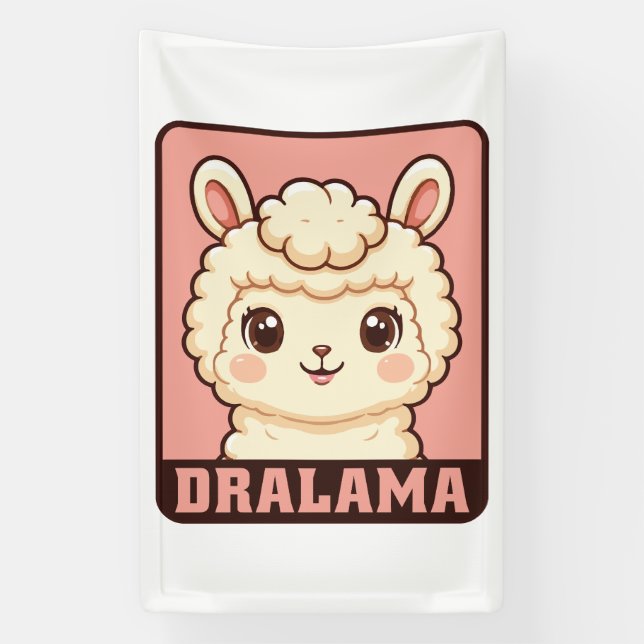 Cute llama illustration design banner (Vertical)