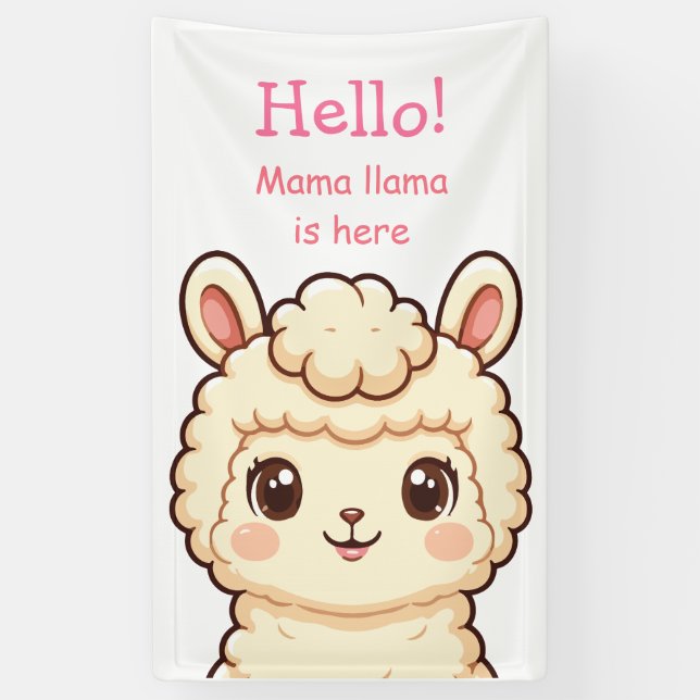 Cute llama illustration design banner (Vertical)
