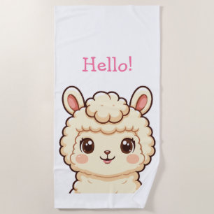 Cute llama illustration design beach towel