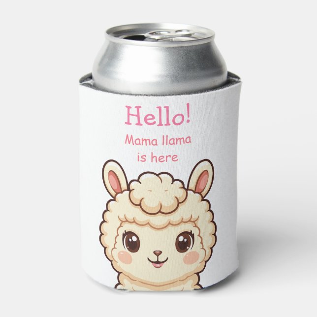 Cute llama illustration design can cooler (Can Front)
