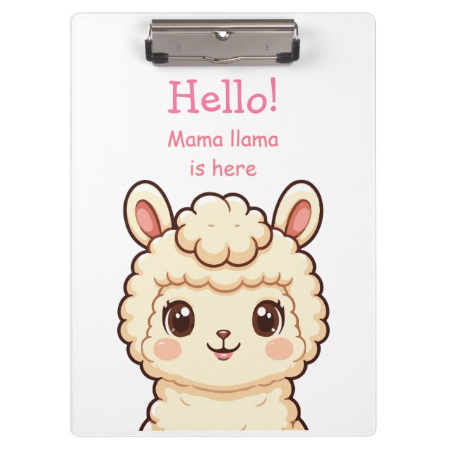 Cute llama illustration design clipboard (Front)