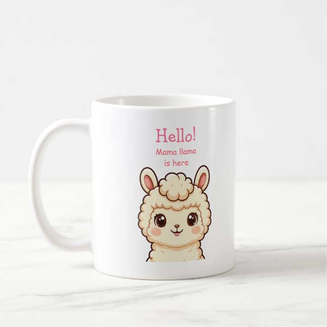 Cute llama illustration design coffee mug (Left)