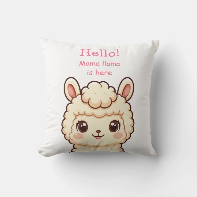 Cute llama illustration design cushion (Front)