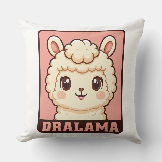 Cute llama illustration design cushion (Front)