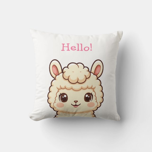 Cute llama illustration design cushion (Front)