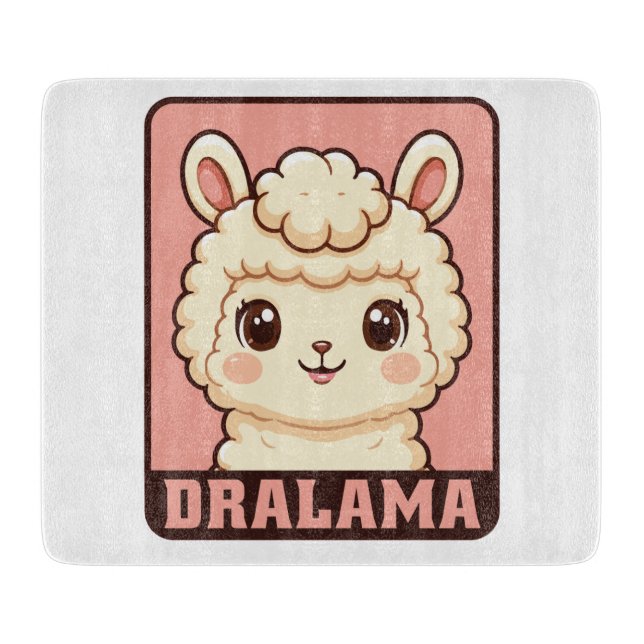 Cute llama illustration design cutting board (Front)