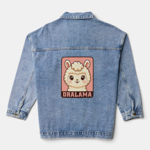 Cute llama illustration design denim jacket