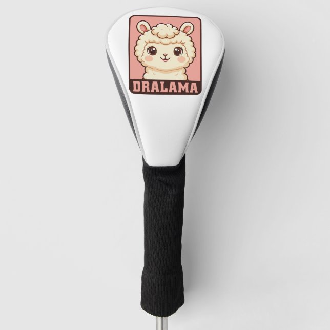 Cute llama illustration design golf head cover (Front)