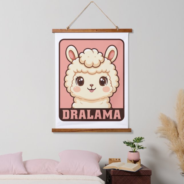 Cute llama illustration design hanging tapestry (Bedroom)