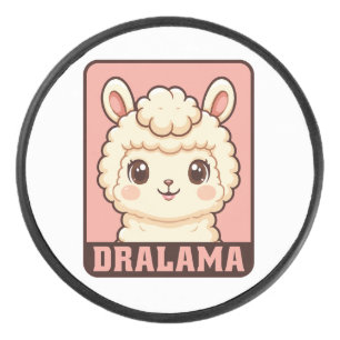 Cute llama illustration design hockey puck