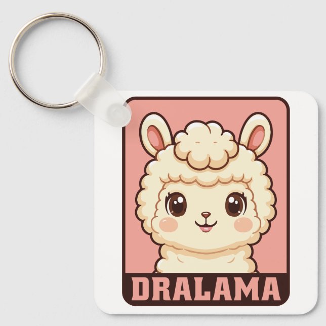 Cute llama illustration design key ring (Front)