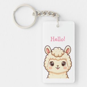 Cute llama illustration design key ring