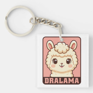 Cute llama illustration design key ring