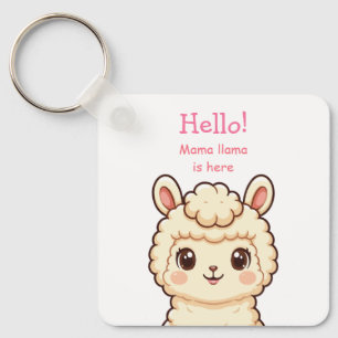 Cute llama illustration design key ring