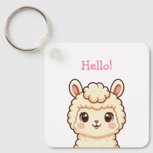 Cute llama illustration design key ring