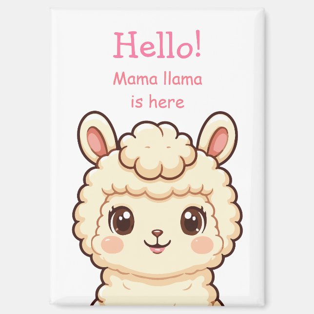 Cute llama illustration design magnet (Front)