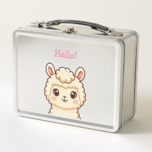 Cute llama illustration design metal lunch box