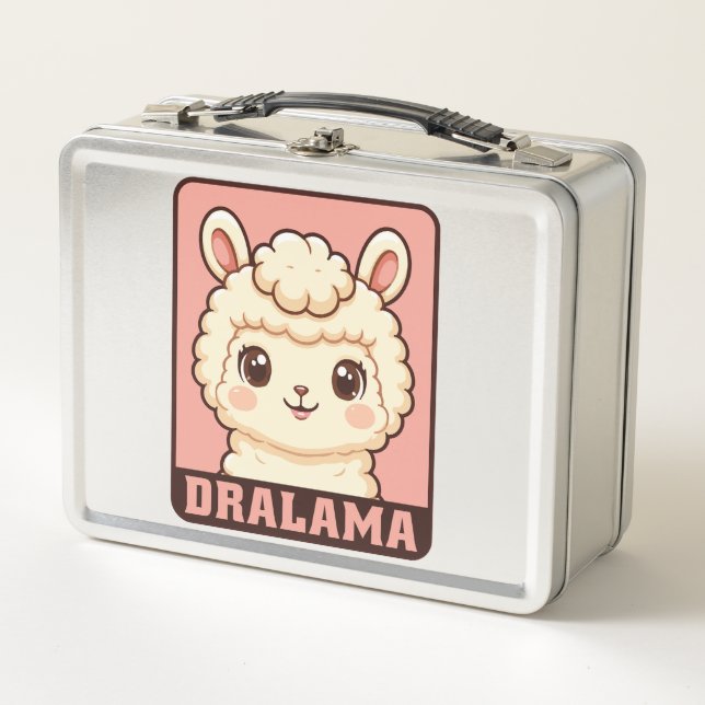 Cute llama illustration design metal lunch box (Front)