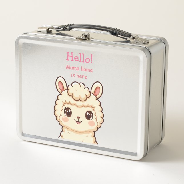 Cute llama illustration design metal lunch box (Front)