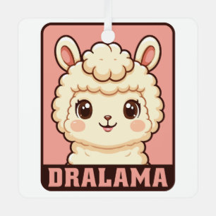 Cute llama illustration design metal tree decoration