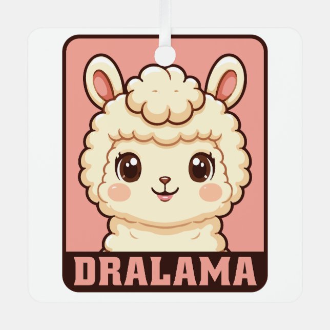 Cute llama illustration design metal tree decoration (Front)