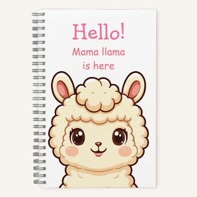 Cute llama illustration design notebook (Front)
