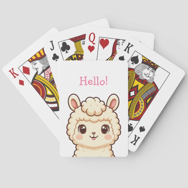 Cute llama illustration design playing cards (Back)