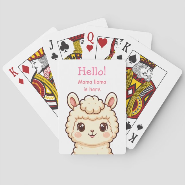 Cute llama illustration design playing cards (Back)