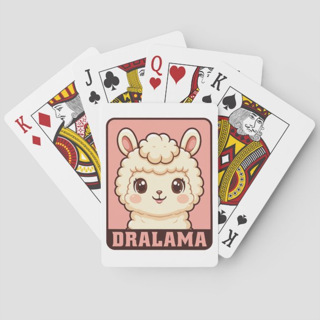 Cute llama illustration design playing cards (Back)