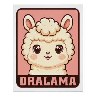 Cute llama illustration design poster