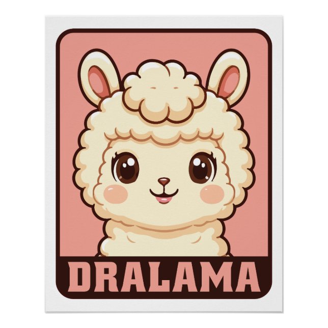 Cute llama illustration design poster (Front)