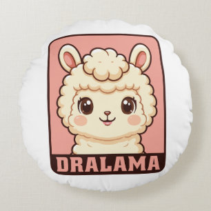Cute llama illustration design round cushion