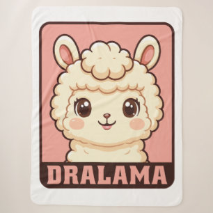 Cute llama illustration design sherpa blanket