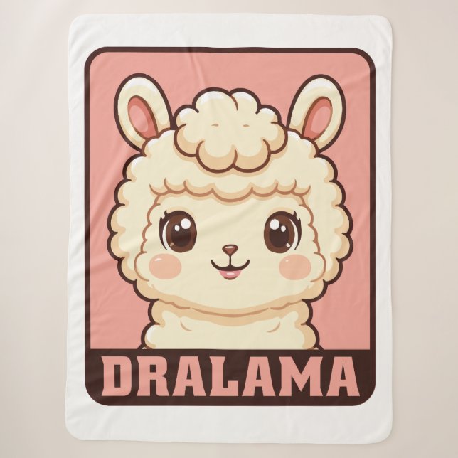 Cute llama illustration design sherpa blanket (Front)