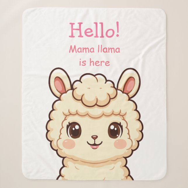 Cute llama illustration design sherpa blanket (Front)