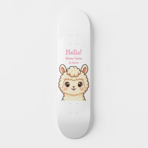 Cute llama illustration design skateboard