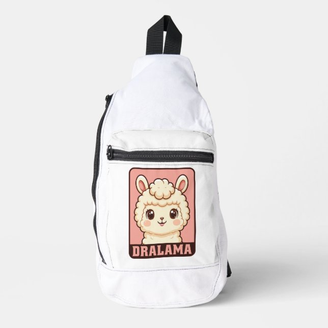 Cute llama illustration design sling bag (Front)